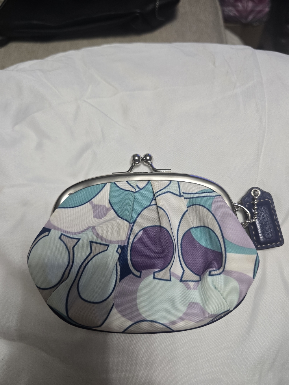 Printed Coin Purse in Pastel Teal & Purple